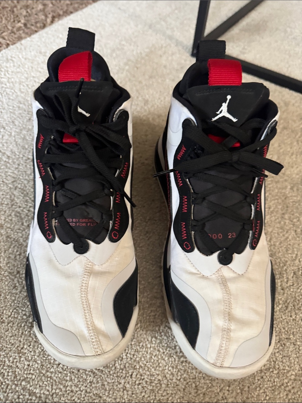 Jordan Men's High-Top Sneakers in White, Black & Red
